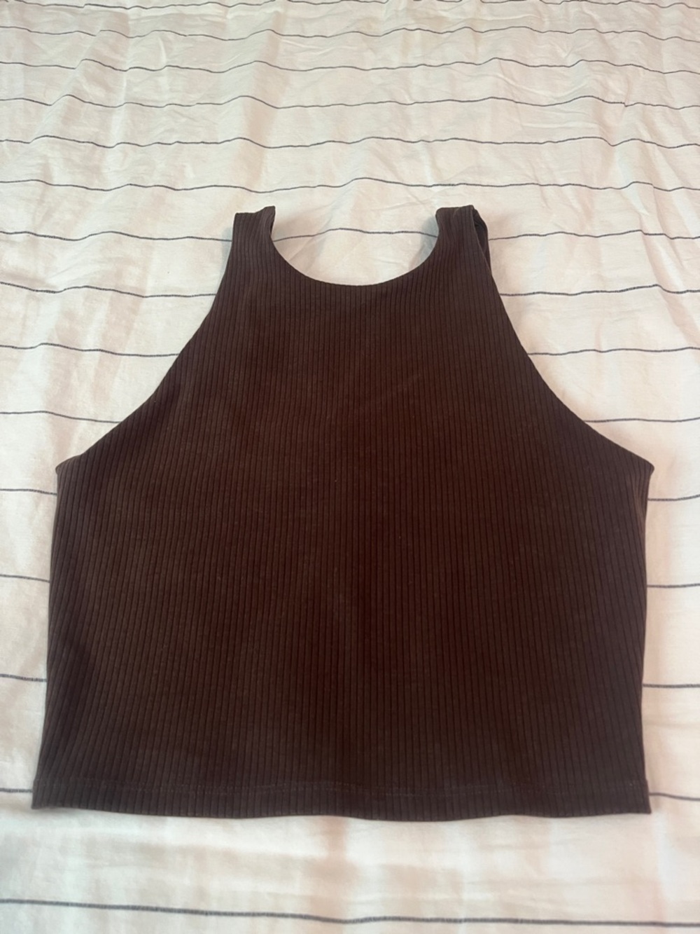 BYLT Basics Ribbed Crop Tank - Brown - Picture 3 of 7